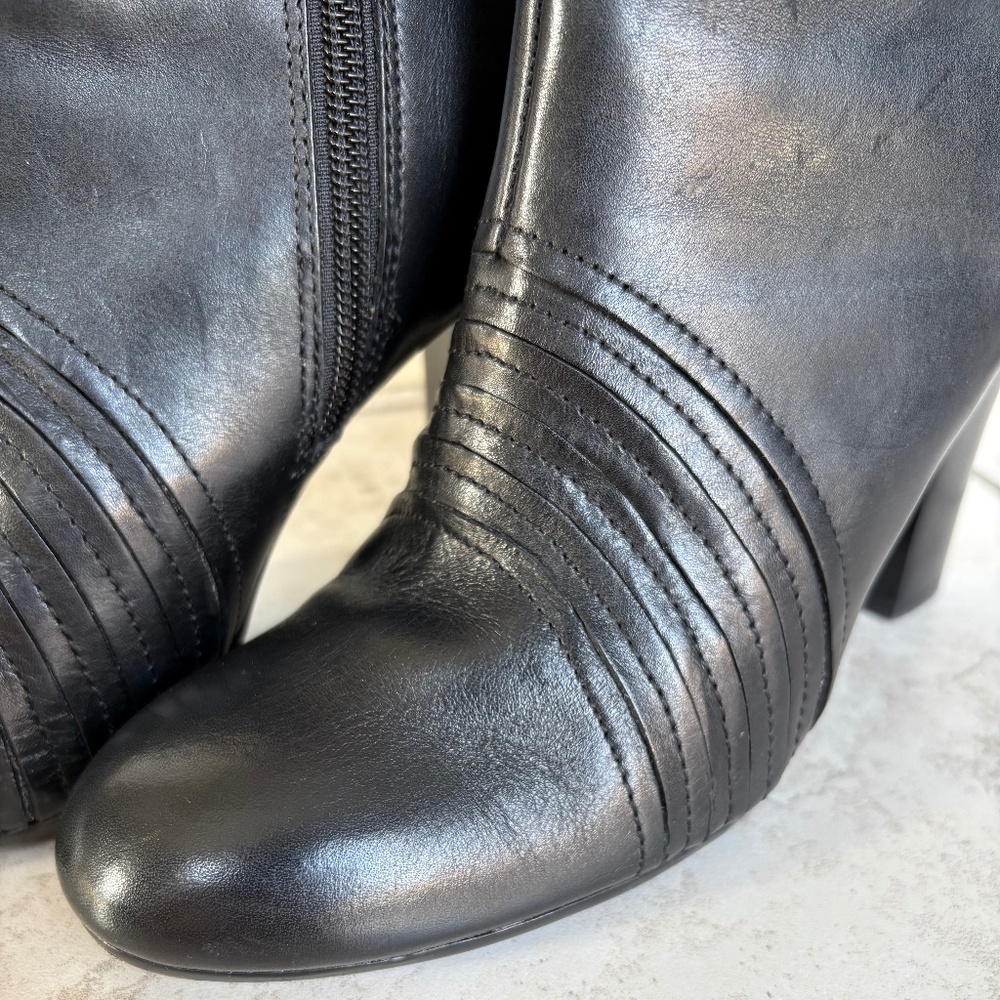 Zerion Genuine Leather Black Heeled Boots - Size 8 - Picture 3 of 16